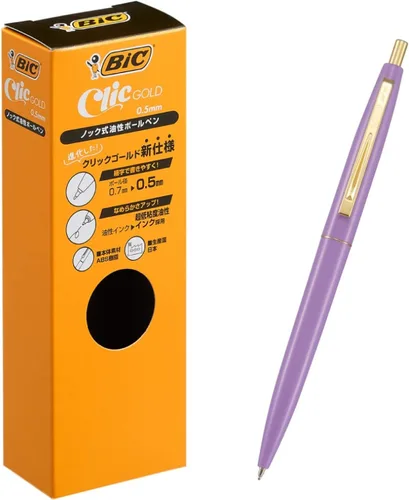 Vista 13 de Bic Japan Bic CFCGBPK05BLKJ Bolígrafo, Click Gold, 0.5, A Base de Aceite, Negro, Suave, Eje Rosa Bebé, 12 Piezas