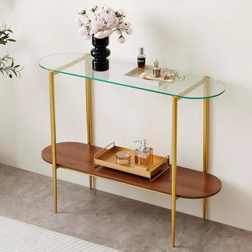 Vista 27 de LumFurn Mesa auxiliar redonda de cristal, mesa de sofá de diseño moderno de mediados de siglo para sala de estar, 18 pulgadas de diámetro x 23