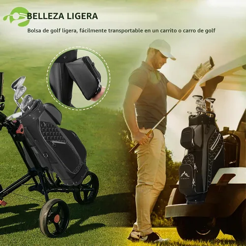 Vista 7 de UNIHIMAL Bolsa de carrito de golf de 14 vías con parte superior divisora de longitud completa y múltiples bolsillos, bolsa de golf para hombres
