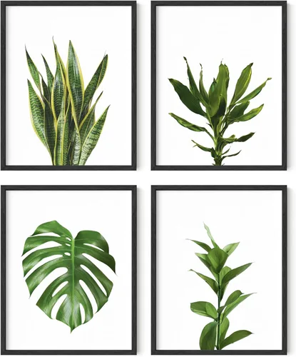 Vista 8 de HAUS AND HUES Arte de pared floral gris, juego de 4 pósteres de plantas para pared vintage, impresiones botánicas, cuadros de flores en blanco