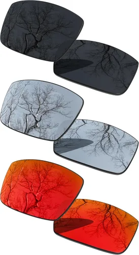 Vista 20 de 3 Pair Polarized Replacement Lenses for Oakley Gascan OO9014 Pack Cromo negro y plateado y oro de 24 quilates