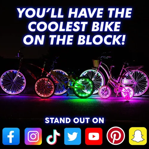 Vista 6 de Activ Life Paquete de 2 luces LED para ruedas de bicicleta con baterías incluidas, obtén un 100% más brillante y visible desde todos los ángulos