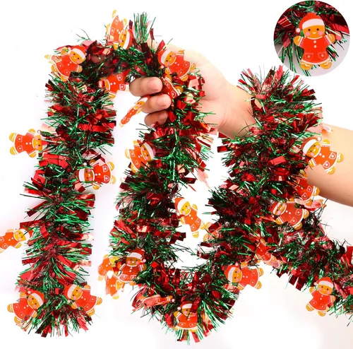 Vista 12 de Guirnalda de oropel azul metálica de 33 pies para árbol de Navidad, guirnalda brillante con torsión para decoraciones de árbol de Navidad, guirnalda