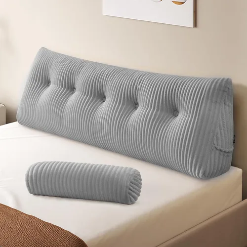 Vista 16 de Z-hom - Almohada grande para cabecero con un solo rollo, almohada de cuña para sentarse en la cama, cojín triangular de apoyo de respaldo para leer