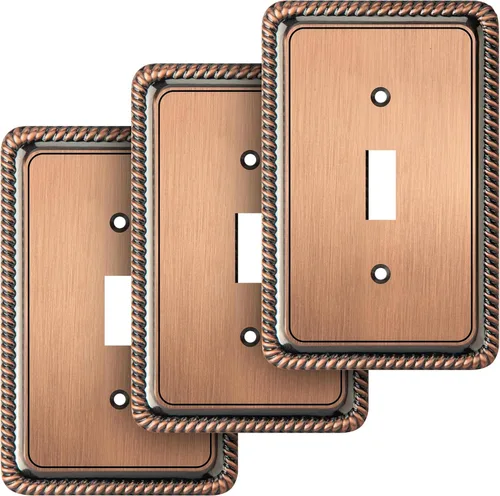 Vista 29 de Henne Bery Rope Edge - Placa decorativa de pared para interruptor (placa lisa, 2 unidades, bronce antiguo)