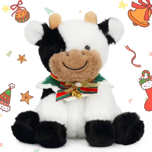 Vista 15 de Hopearl Adorable Vaca de Peluche, Juguetes de Vaca Flexible Suave, Animales de Peluche, Regalos de Cumpleaños Lindos para Niños, Niñas, Niños