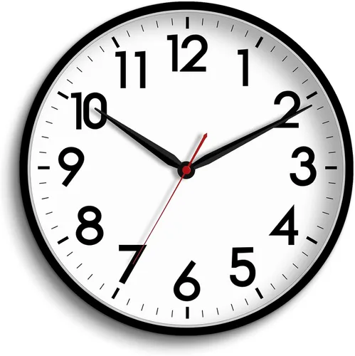 Vista 3 de AKCISOT Reloj de pared de 16 pulgadas, reloj analógico silencioso con pilas A_negro