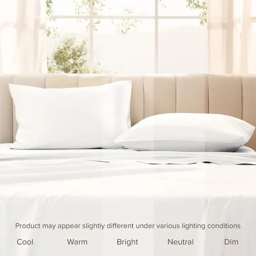 Vista 7 de Bare Home Juego de fundas de almohada de satén 100% algodón orgánico (estándar, blanco) 100% algodón orgánico, tejido de satén suave, cierre