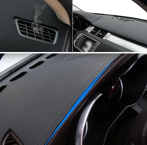 Vista 7 de Cubierta de cuero negro para tablero de automóvil, alfombrilla para salpicadero de automóvil, compatible con Chevrolet Onix 2019-2020-2021-2022-2023