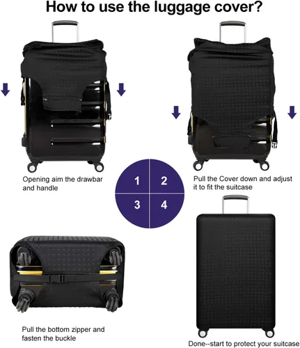 Vista 3 de 7-mi Maleta de Viaje Protector Maleta Funda Funda 18"-28" protector de manga de equipaje, Negro