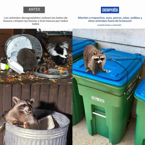 Vista 3 de 2 cerraduras de tapa para botes de basura para animales, cordón elástico para mantener al oso/mapache/perro fuera de la basura 2