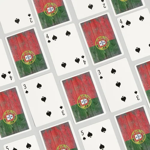 Vista 4 de Lantern Press Bandera rústica de Portugal Country (52 cartas de juego, baraja de cartas de tamaño póquer con comodines)