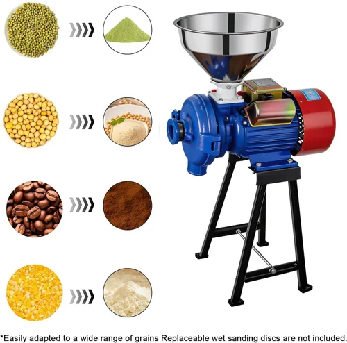 Vista 6 de Molino Eléctrico de Granos 3000W, Molino de Cereales Secos 110V con Embudo, Molino Eléctrico Comercial para Pienso Molino Seco, Molino de Arroz Maíz