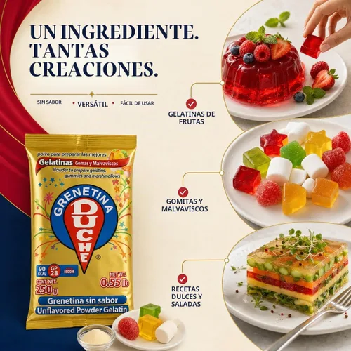 Vista 7 de Duche Grenetina Sin Sabor, Gelatina en Polvo Sin Sabor 250g