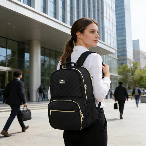 Vista 8 de MATEIN - Mochila de trabajo con compartimento para el almuerzo, mochila de almuerzo para mujer Insulated, Quilted, Water Resistant, Lunchbox Back