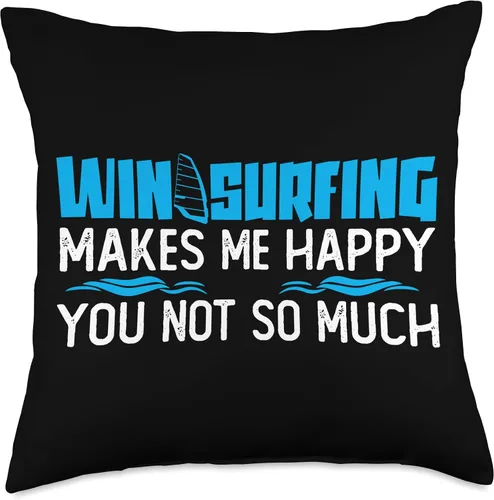 Vista 4 de Windsurfer Windsurfing Windsurf Kitesurfing Motifs Joke Surfer Saying Surfing Windsurfing Throw Pillow, 16x16, Multicolor