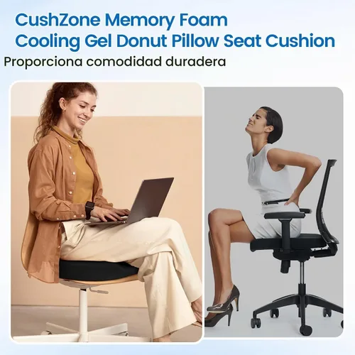 Vista 4 de CushZone Almohada Cojín de Asiento en Forma de Dona - Almohada de Piso de Gel Refrescante, Cojín de Piso de Espuma Viscoelástica para Oficina