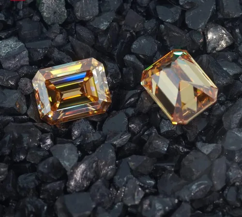 Vista 4 de Mois - Moissanita suelta de 1 quilate, diamante de color champán, claridad VVS1, piedra preciosa brillante de corte esmeralda para hacer