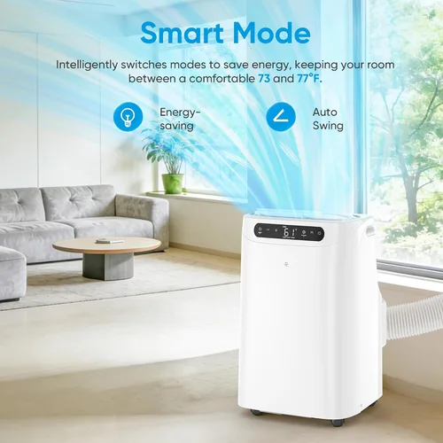Vista 7 de Aire acondicionado portátil de 12000 BTU para refrigeración de habitaciones de hasta 500 pies cuadrados, unidad de CA portátil silenciosa 3 en 1