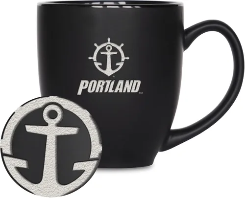 Vista 331 de Rico Industries - Taza de cerámica mate negra con grabado láser estándar de 15oz para NCAA (escuelas T & U) - Para bebidas calientes o frías