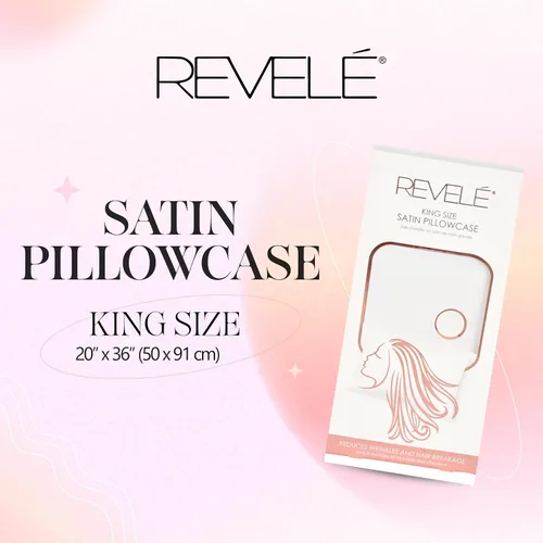 Vista 2 de Revele - Funda de almohada de satén para cabello y piel, incluye una funda de almohada tamaño King con cierre de sobre, color blanco