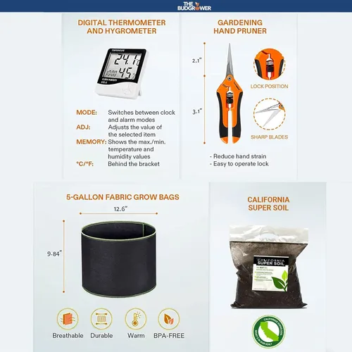 Vista 8 de TheBudGrower.com Kit completo de cultivo para interiores con ventilador, suelo, 24 x 24 x 60 pulgadas, todo lo que necesitas para cultivar plantas