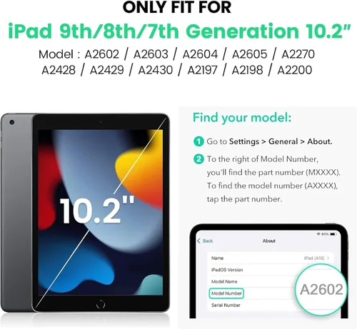 Vista 2 de ZenRich Funda a prueba de golpes para iPad de 9ª/8ª/7ª generación de 10.2 pulgadas 2021/2020/2019, Funda resistente de servicio pesado con soporte