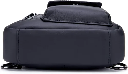 Vista 4 de BULLCAPTAIN Bolso cruzado de cuero para hombre, bolso bandolera de hombro, bolsas casuales para el pecho, para viajes, senderismo, mochilas