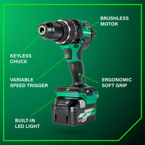 Vista 18 de Metabo HPT Kit de taladro de martillo inalámbrico MultiVolt™ de 36 V sin escobillas de 1/2 pulgada, kit de taladro eléctrico con baterías Metabo