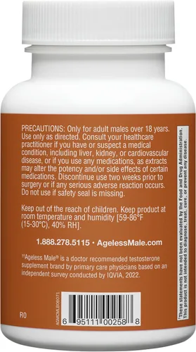 Vista 8 de Ageless Male Free Testosterone Booster Supplement for Men, 60 Tablets