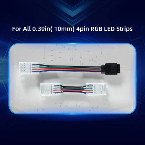 Vista 11 de 20 conectores de tira LED – Conectores de luz LED, conectores LED de 4 pines de 0.394 in para tiras de luces, conectores de tira de luz LED