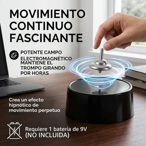 Vista 3 de Base magnética perpetua giratoria superior - Giroscopio electrónico durante horas, decoración de movimiento