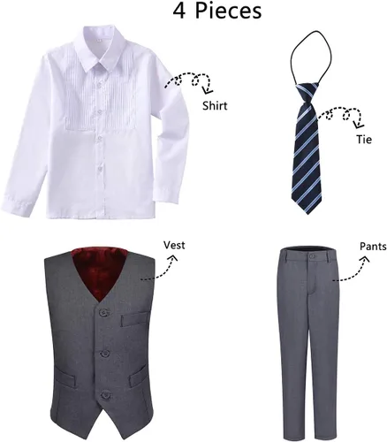 Vista 3 de Addneo Trajes formales Silm Fit de 5 piezas con camisa y chaleco para niño