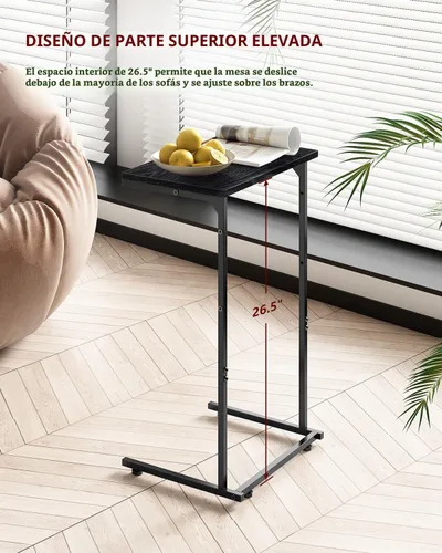 Vista 6 de Vantic - Mesa auxiliar en forma de C, mesa lateral pequeña para sofá y reclinable, bandeja deslizable debajo del sofá con bolsa de almacenamiento