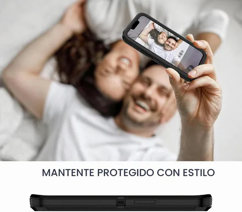 Vista 6 de Funda para Apple iPhone 12 / iPhone 12 Pro (6.1 pulgadas), resistente a los golpes, a prueba de polvo y caídas, doble capa, color negro