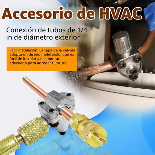 Vista 6 de Boltigen Válvula de servicio de acceso, válvula Schrader HVAC de relleno de cobre de latón con núcleo de vástago de 1/4 pulgadas SAE x 1/4 pulgadas