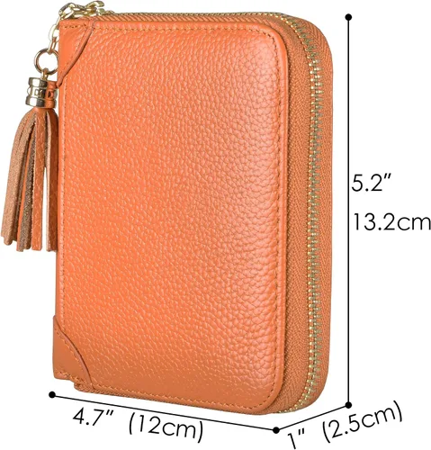 Vista 5 de Easyoulife - Billetera de piel con cierre y tarjetero para mujer, con bloqueo de interferencia de radiofrecuencia (RFID), cartera Rfid, M