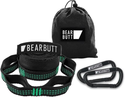 Vista 12 de Bear Butt Kodiak - Correas de hamaca para árboles, 20 pies de largo, 40 bucles combinados, soporta 1000 libras, accesorios de campamento