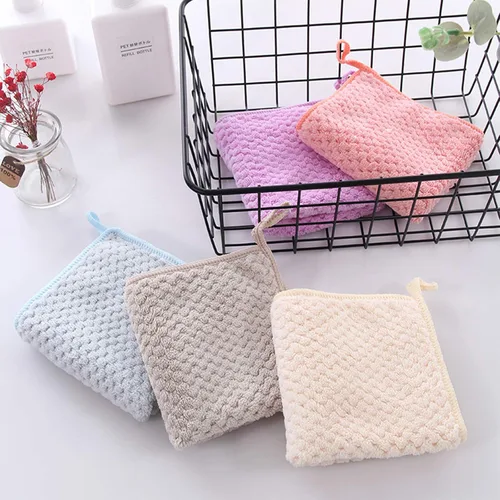 Vista 4 de Toallas pequeñas con lazo para colgar, toallas de mano para cocina y baño, superabsorbentes, suaves, lavables a máquina, toalla de secado rápido
