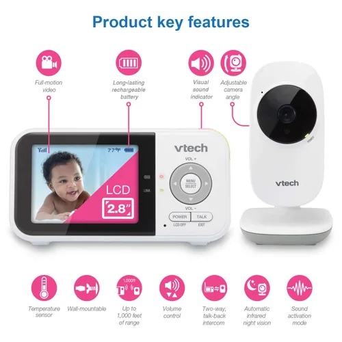 Vista 3 de VTech VM819 Video Baby Monitor + Estante de secado vertical Ubbi para biberones