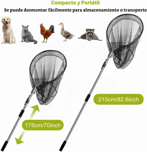 Vista 7 de Dog Catch Net Pole - Herramienta de control de vida silvestre para captura de animales