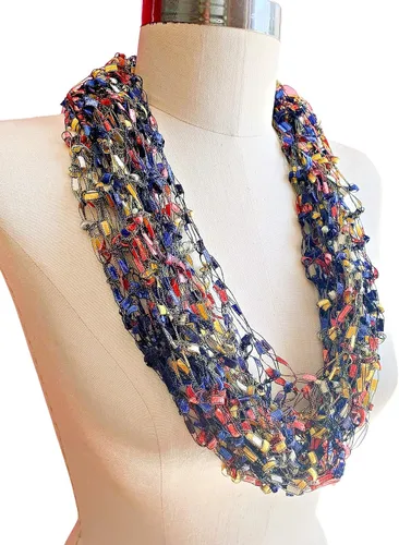Vista 2 de Primary Colors Light Infinity Scarf, Necklace Scarf Infinity Scarf, Loop Scarf Light weight Scarf, Multicolored Cowl, Fiber Jewelry Single Loop