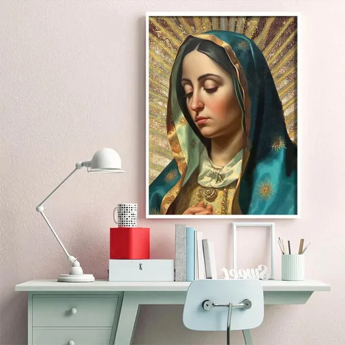 Vista 2 de Kits de arte de diamantes 5D DIY para adultos, kits de arte de diamantes de taladro completo, pintura de Nuestra Señora Guadalupe Body Portrait