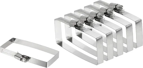 Vista 8 de uxcell 2 abrazaderas de manguera rectangulares de acero inoxidable 304, ajustables de 2 x 2 pulgadas, abrazaderas de tubo de conducto de engranaje
