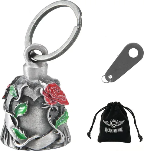 Vista 12 de Dream Apparel Campanas de motocicleta para motociclistas, accesorios de campanas pesadas y llavero para la suerte