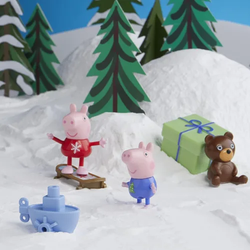 Vista 6 de Peppa Pig Peppa's - Calendario de Adviento para niños, contiene 24 juguetes sorpresa, 4 figuras familiares de Peppa Pig navideños; a partir de 3 años