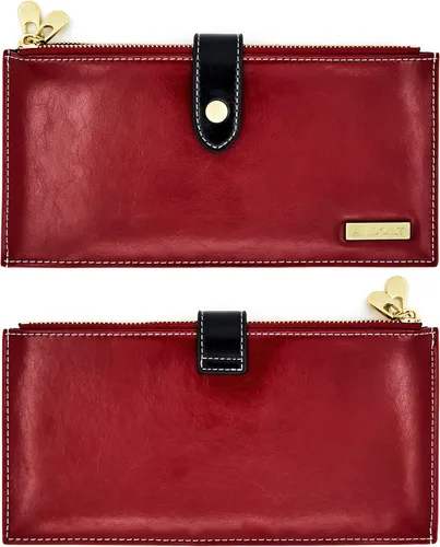 Vista 4 de ANDOILT - Cartera de cuero genuino para mujer con bloqueo RFID para tarjeta de crédito con cremallera