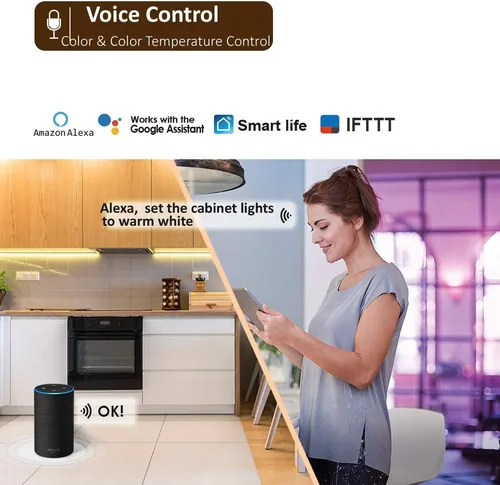 Vista 9 de Luces Inteligentes para Debajo del Gabinete que Funcionan con Alexa, Google, Siri, Luz LED para Iluminación de Mostrador de Estante de Cocina