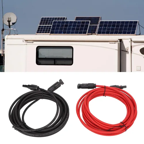 Vista 5 de Cable adaptador solar, 1 par de cable de panel solar de 12 AWG con conector adaptador solar, cable de extensión solar, cable fotovoltaico resistente