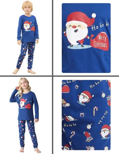 Vista 6 de Conjunto de pijama a juego para la familia, lindo árbol de Navidad, muñeco de nieve, pijamas de vacaciones para parejas y niños